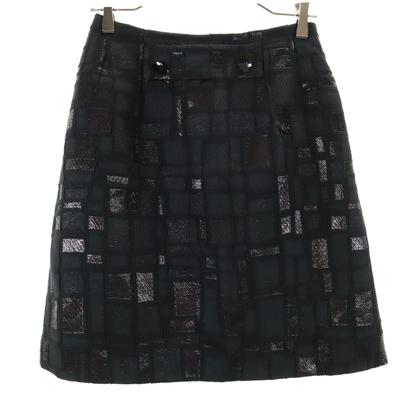 Rene Made In Japan Wool Blend Midi Length Skirt 36 Black Women Used