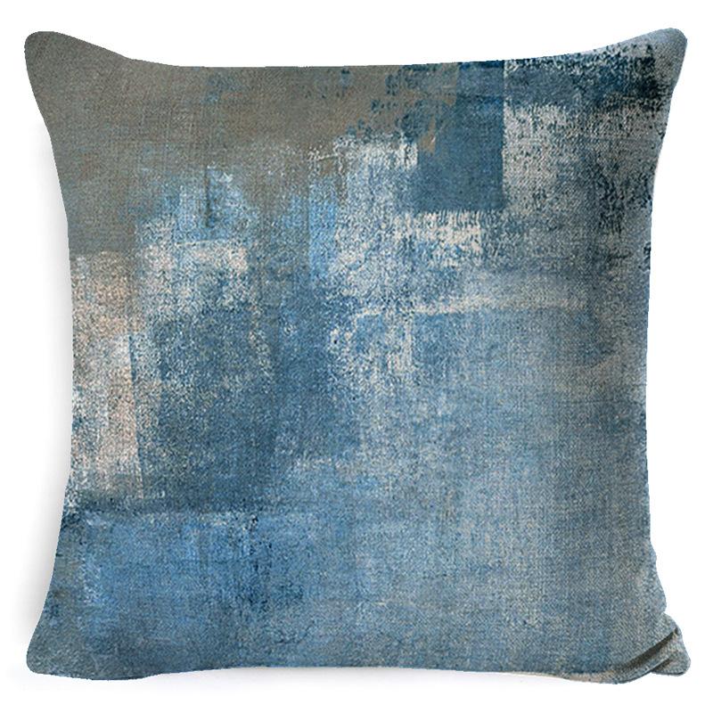 Heimdeko Kissen Kissenbezug Neu Türkis und Orange Abstrakte Kunst Malerei Wurfkissenbezug