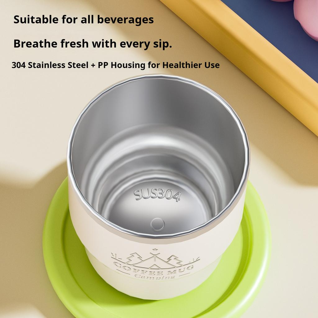 400ML Stainless Steel Thermal Cup Office Coffee Mug Double Layer Insulated Water Cup Portable Keeps Cold and Heat Thermal Mug