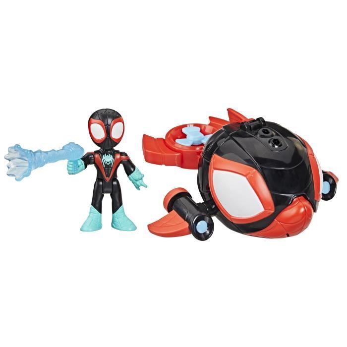 Spidey Miles Morales Dauphin filant Water-Webs, Figurine et véhicule, Marvel Spidey et ses Amis Extraordinaires, Dès 4 ans