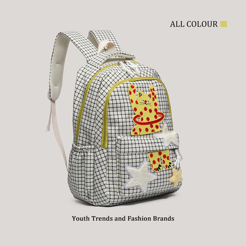 College-Stil weicher niedlicher Mädchen-Rucksack große Kapazität karierter Schulrucksack Nischendesign niedlicher hoher Wert Cartoon-Rucksack