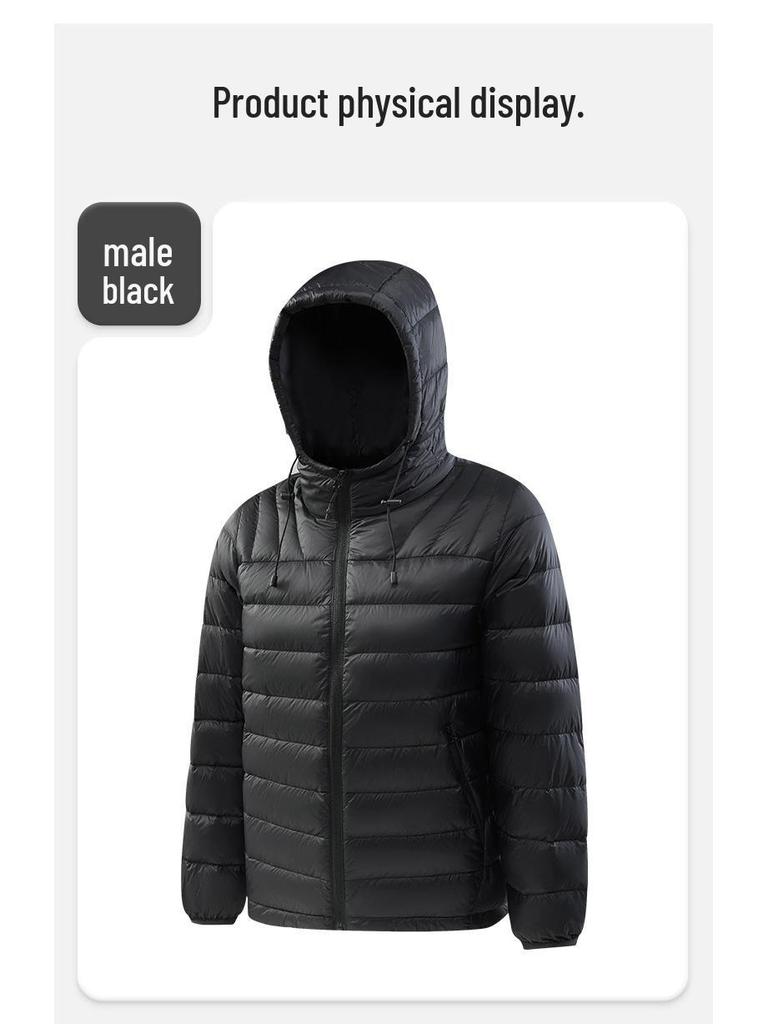 Unisex Lightweight Hooded Short Down Jacket – Versatile Ribbed Winter Coat