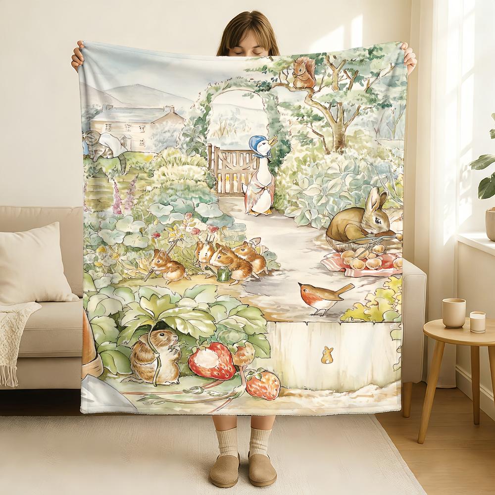 Manta de dibujos animados P Peter R Rabbit Suave y respetuosa con la piel Para sofá Cama Siesta Colcha Edredón para todas las estaciones