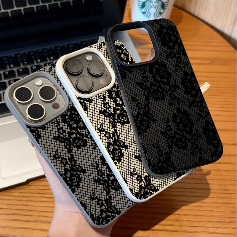 Korean INS Black Lace Rose Phone Case For Xiaomi Redmi Note 15 14 13 12 11 Pro Plus 14C 15C 13C 12S 11 10 Lens Protection Cover
