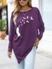 Female Fashion Printed Logn Sleeve Top Women's Oversize Long-Sleeve Spring/Fall Asymmetrical Hem T-Shirt