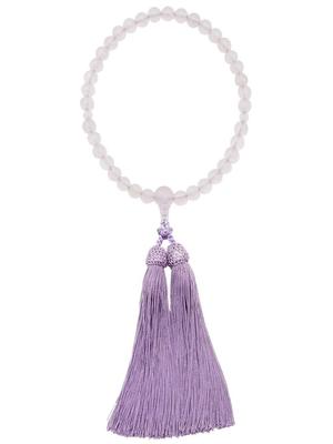 Kyoto Tsuchiya Nenjuten Damen-Einhänder-Gebetskette mit Lavendelachat und Seidenquaste, Handgefertigt in Japan, in einer Paulownia-Holzschatulle - Geeignet