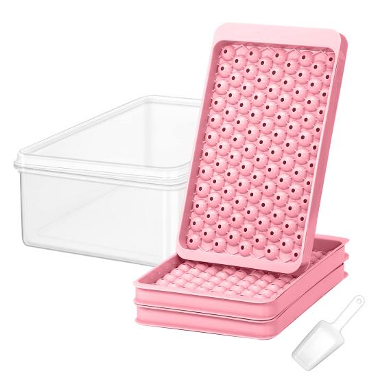Mini Ice Cube Tray with Shovel And Storage Box Easy Release Ice Mold 104 Cubes Ice Ball Maker for Freezer Chilling Drink Coffee Juice