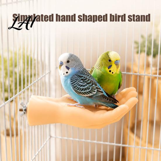 Hand Taming Bird Accessory Hand-Shaped Parrot Perch Realistic Stand with Screw Fastener Canary Interaction Cage Perch for Budgie Cockatiels,