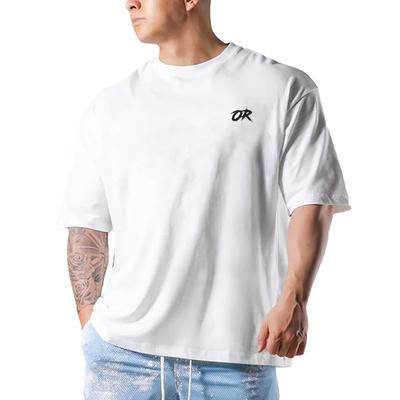 OROLN Gym Short Solid for Strength Training and Strength Training T-Shirt, Men's, Oversized, Sleeve, Stretch, Breathable, Sweat-Wicking, Color, (White