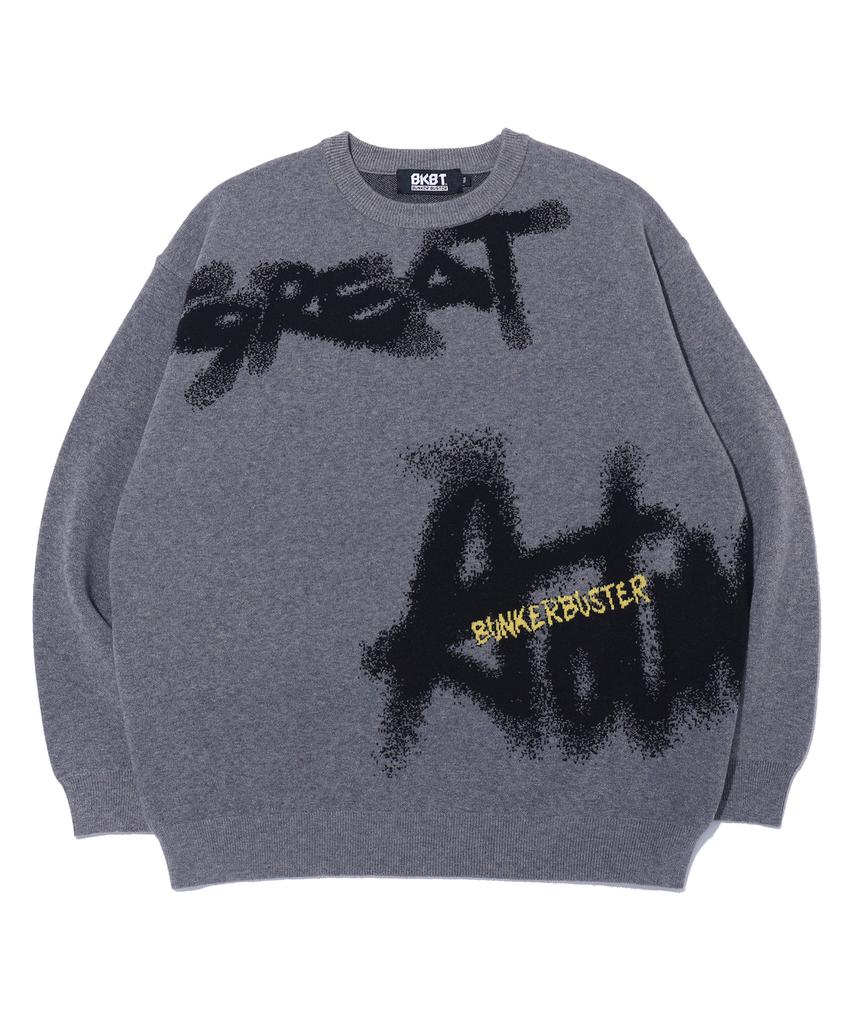 BUNKERBUSTER Lettering Halftone Pullover Knit Mq1Su042_Melange Grey