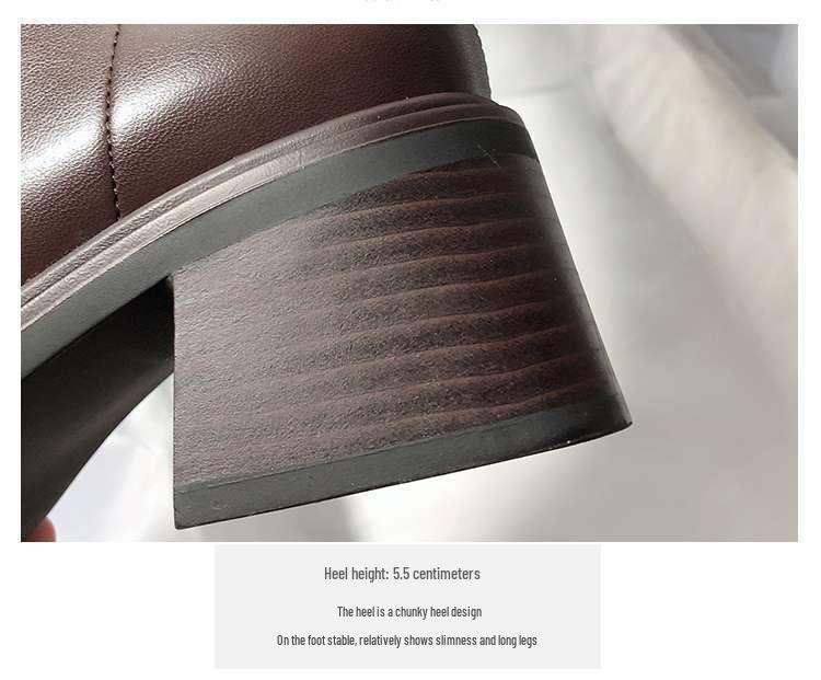 2025 Women's Genuine Leather Knee-High Chunky Heel Rider Boots