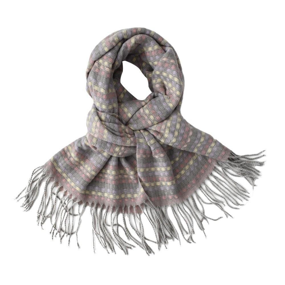 Weicher Strickwollschal Kälteabweisender Langer Schal mit Quaste Weicher Dopamin-Plaid-Schal Paar