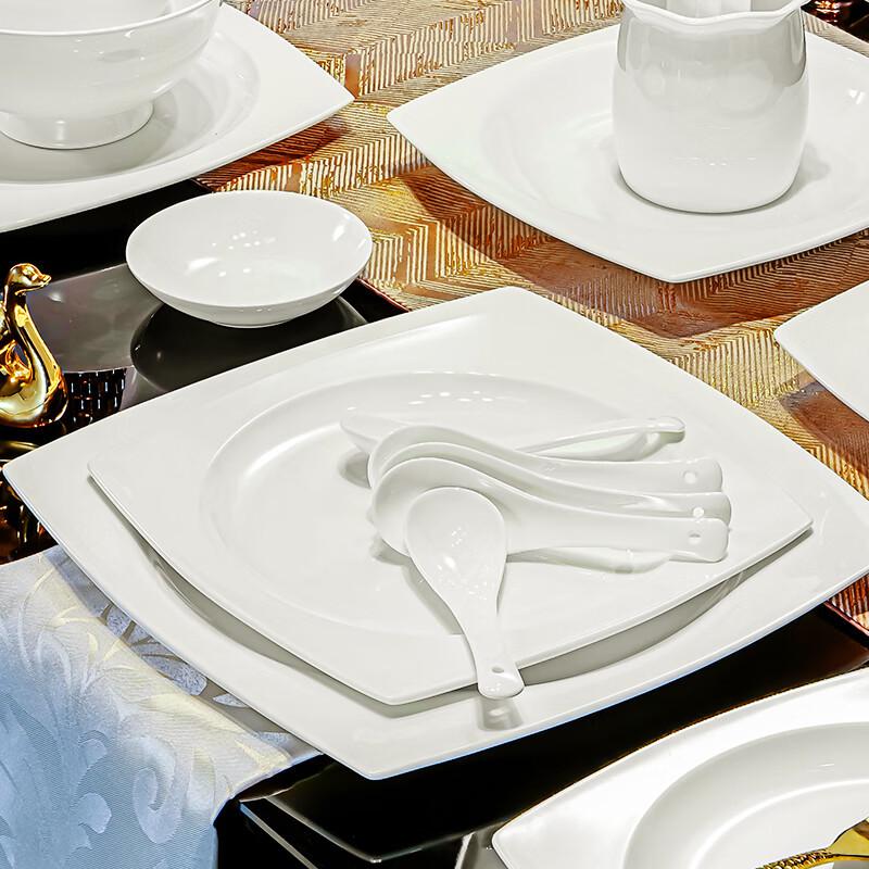 Bone China Pure White Underglaze Bowl & Plate Set - Household Porcelain Tableware, Gift Boxed