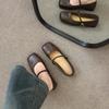 2025 Spring and Autumn Fashion French Retro Classic Square Head Flat Bottom Word with Mary Jane Single Shoes Korean Version Temperament Women's Shoes