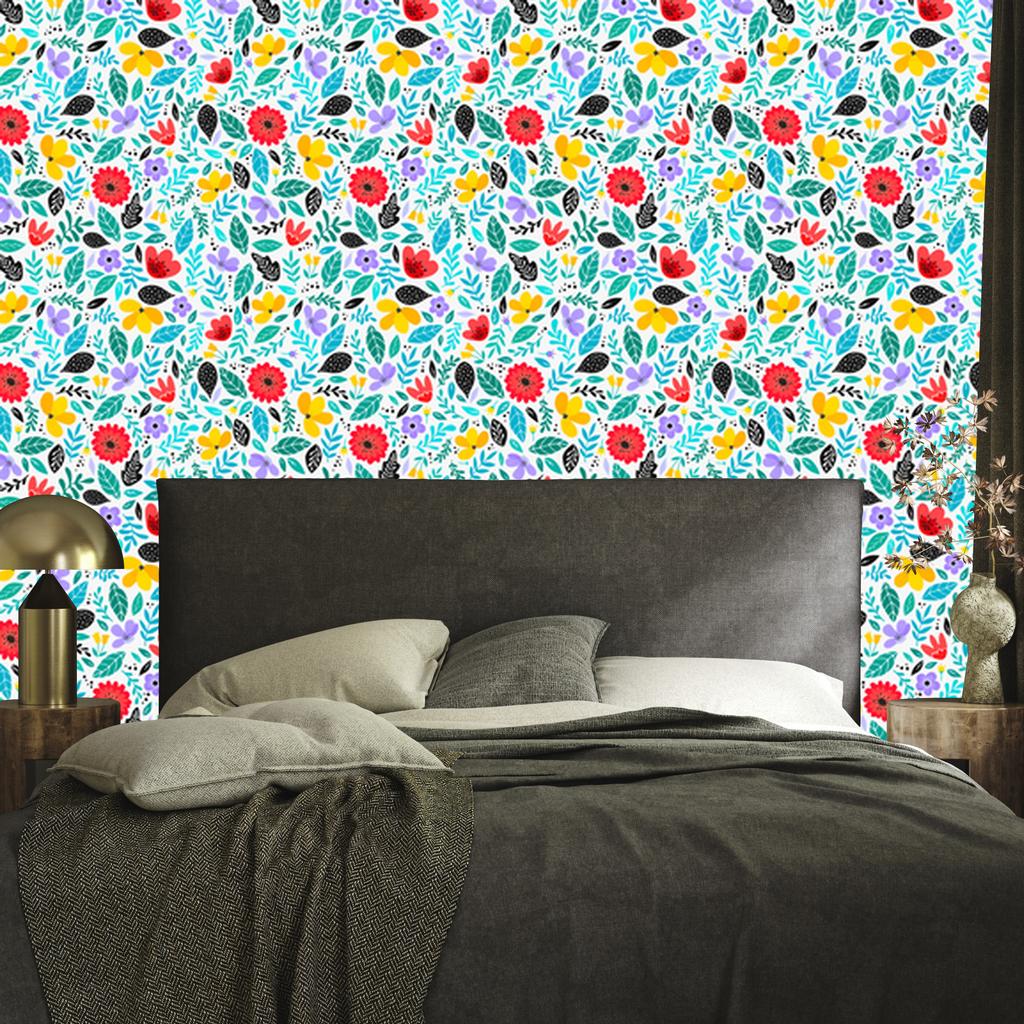 Aquamarine and Sea Green Flowers Wallpaper for Living Room and Bedroom 50x1000