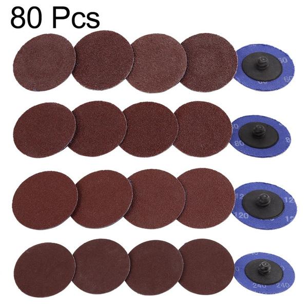80pcs 50mm Roll Lock Polishing Pad Sanding Discs Sandpaper 60-240 Grit Assorted Roloc Abrasives Fits For Dremel
