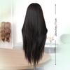 LOUIS FERRE Synthetic Fiber Wig For Women Long Straight Silky Daily Elegant Wigs Black Brown Fake Hair With Bangs High Resistant