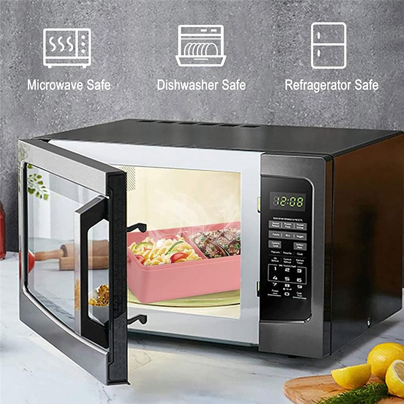 Bento Box Kit, 47.35OZ Bento Box Adult Lunch Box, 3 Compartments Bento Lunch Box , Meal Prep Containers for Adults Pink