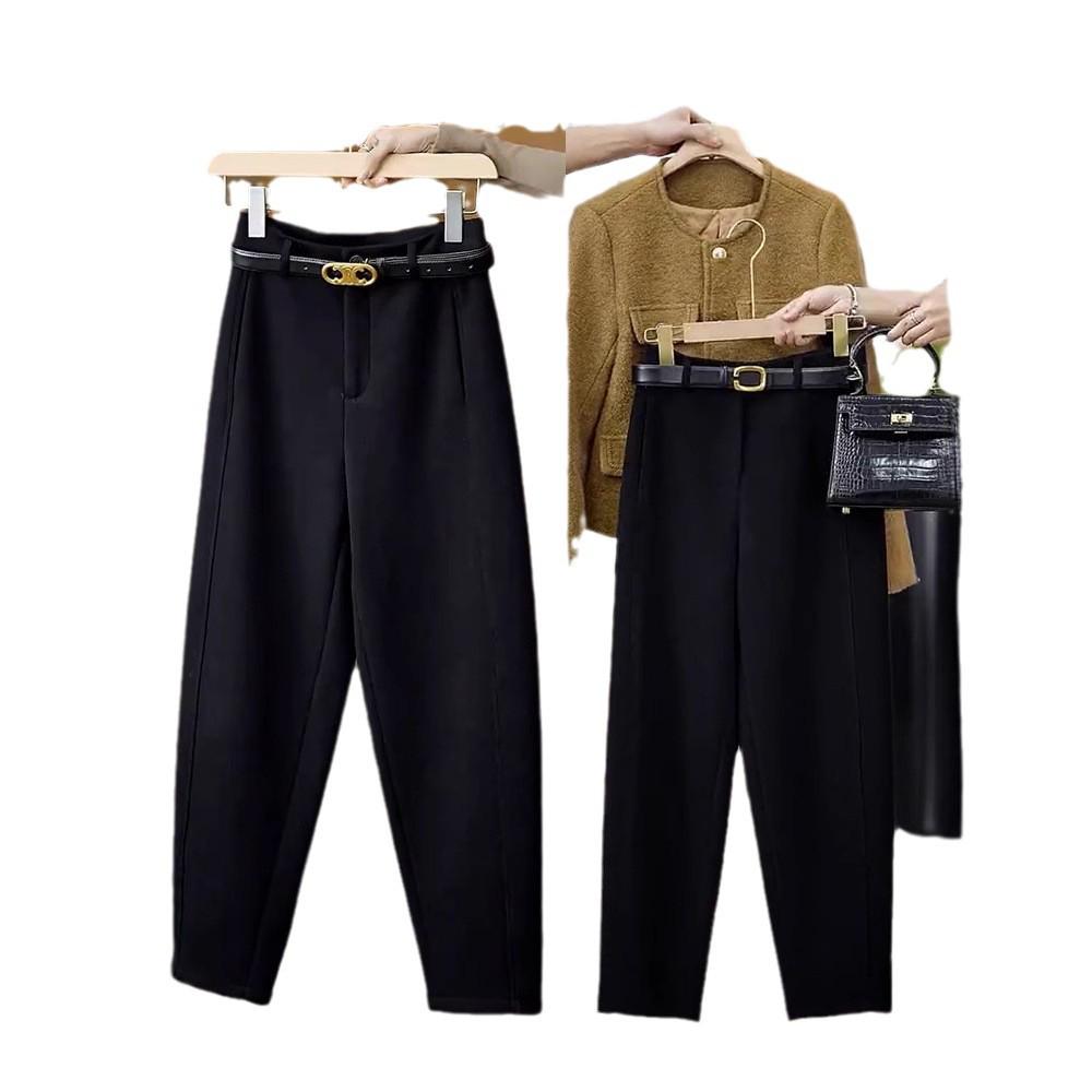 Women's Spring/Autumn Velvet Acetate Wool Scimitar Sweatpants 2025 - New Casual Sports Banana Pants