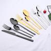 24Pcs Mirror Black Cutlery Set Home Knife Fork Spoon Dinner Tableware Stainless Steel Dinnerware Kitchen Flatware Silverware Set