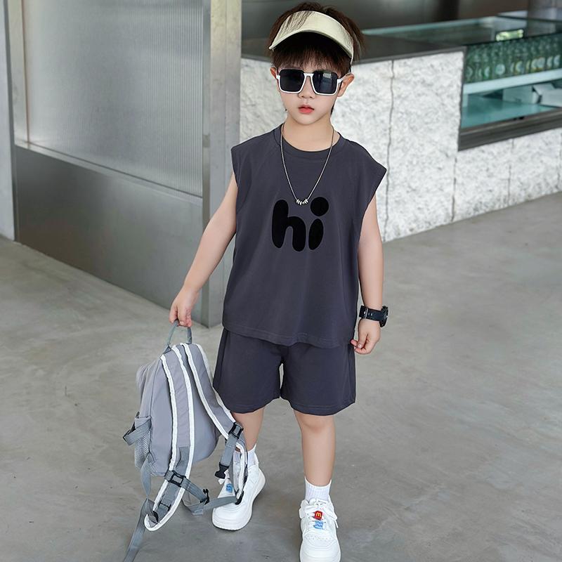 Boys' Summer Vest Set, Children's Summer Sleeveless Thin Style Children's Clothing, Fashionable and Stylish Summer Wear 2026 New Item