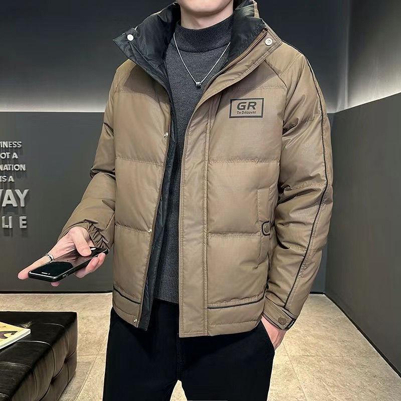 2025 Men's Winter Down Jacket: Short Stand-up Collar, Casual Fashion, Thickened for Warmth and Cold Protection