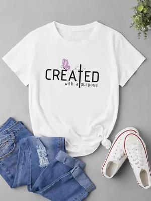 (Asiatische Größe) Kleidung Casual T-shirt Brief Schmetterling Trend 90er Jahre Frauen Kurzarm Mode Druck Dame T Top Weibliche Grafik T-shirts
