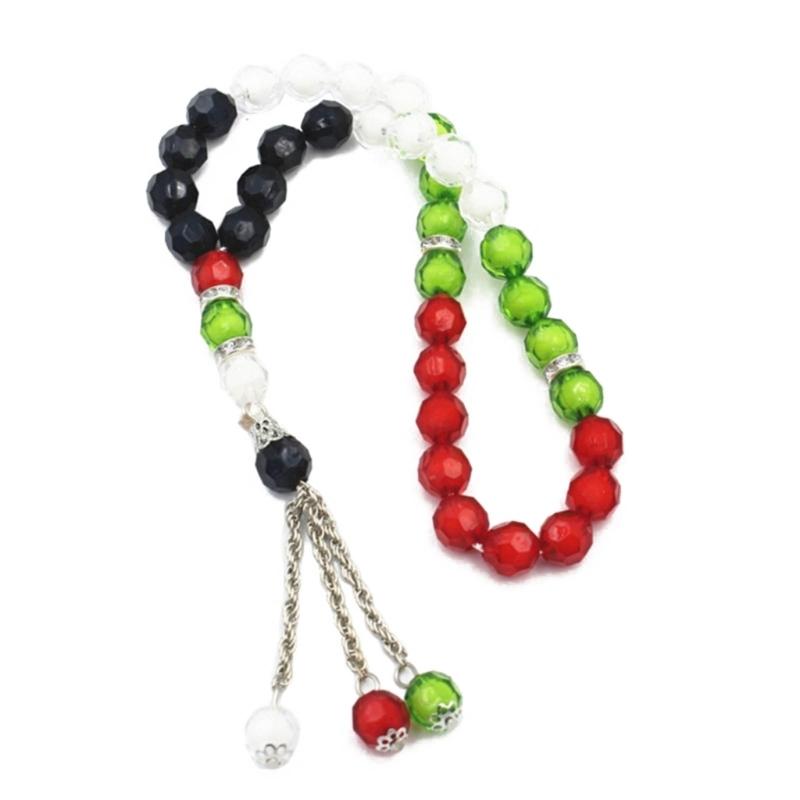 2/4pcs Flag Colors Bracelet Acrylic Prayer Rosary Bracelet Religious Gift