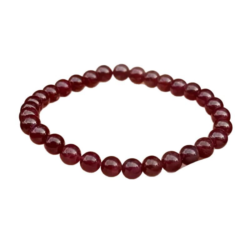 Granat Naturstein Perlenarmband - 6mm Handgemachtes Elastisches Armband
