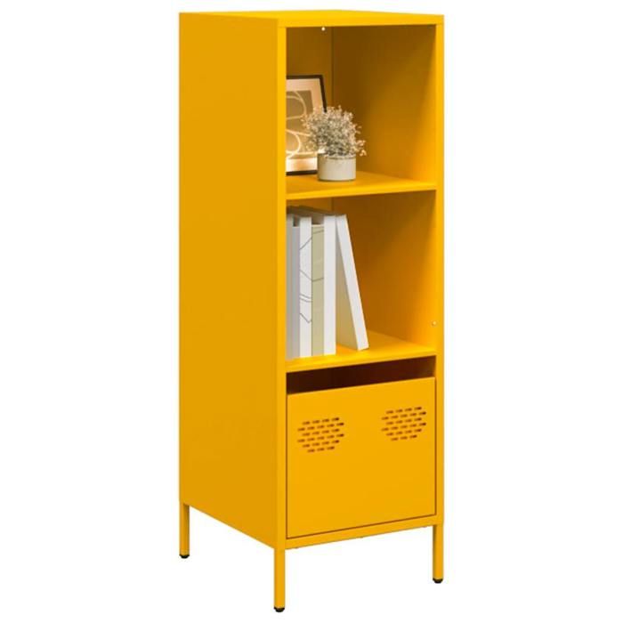 VidaXL Buffet haut jaune moutarde 35x39x103,5 cm acier, armoire à livres, armoire à livres moderne, étagère à livres, 851379