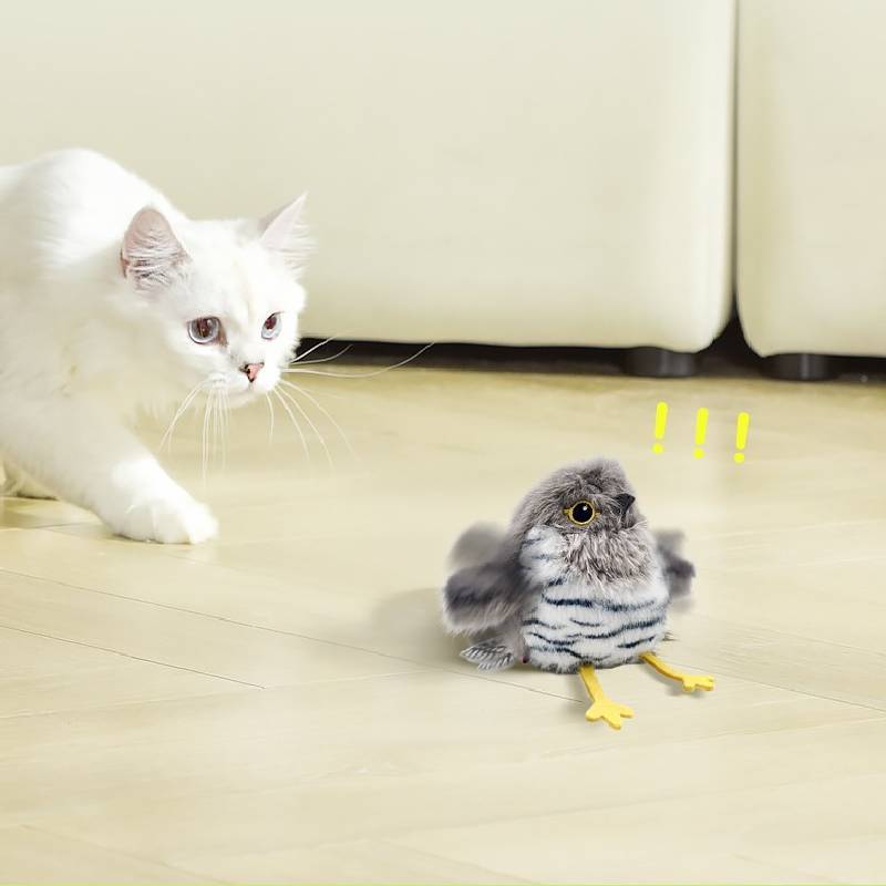 Giocattolo Gatto Peluche Con Suoni di Uccelli Per Case con Più Gatti e Divertimento Rilassante