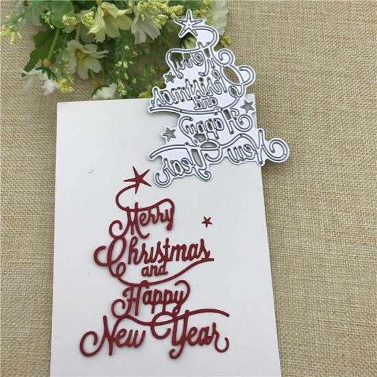 

Merry Christmas Happy New Year Letter Scrapbook Paper DIY Metal Cutting Dies серебряный
