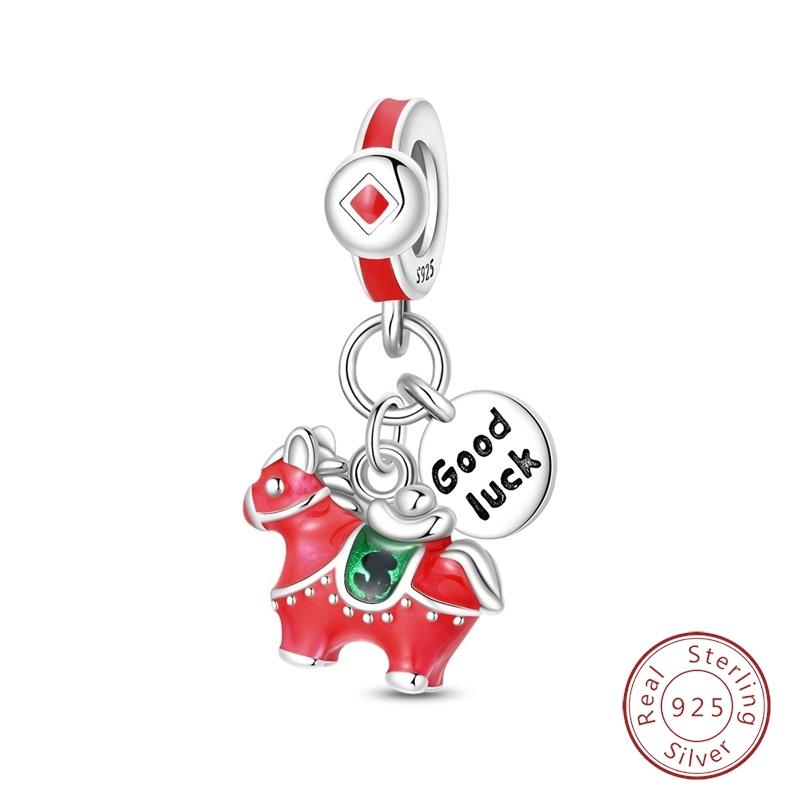 Original Luminous Charms Copper Fixed Clamp Beads Flower Fairy New Year'S Pendant Fit Bracelet Women Jewelry Gifts
