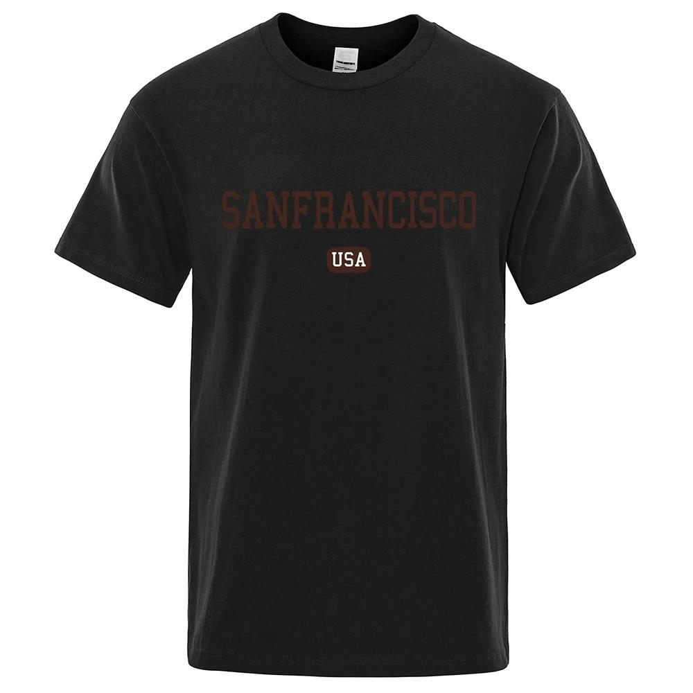 Sanfrancisco Usa Street City Letter Clothing Male Fashion Breathable Tshirt Hip Hop Loose T-Shirts Cotton Short Sleeve 80547