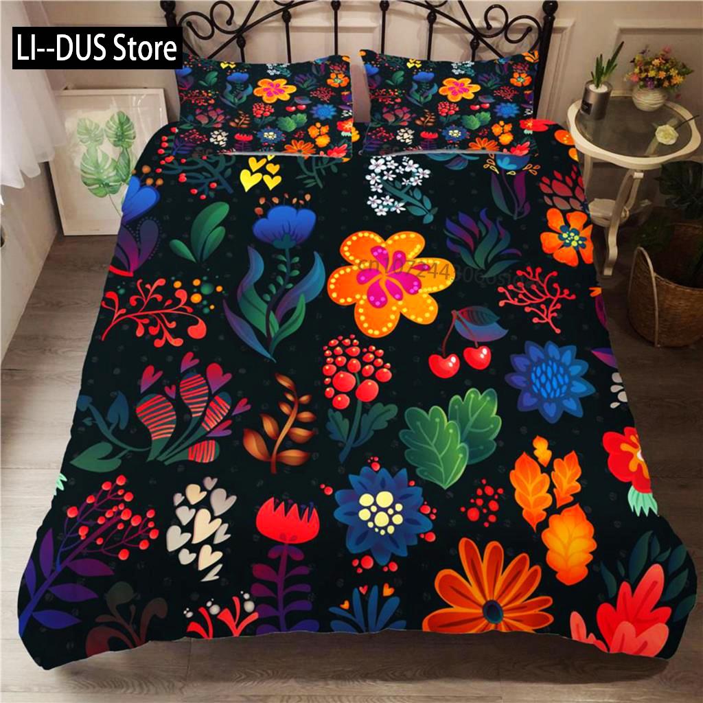 Flower Duvet Cover Set White Butterfly Flower Pattern Fantasy Purple Background Bedding Set Flower Theme King Size Quilt Cover