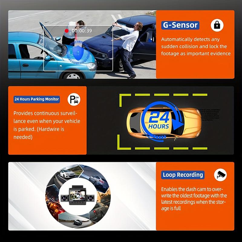 Car DVR 1080P Dash Cam NEW 360° 3/4 Channel Driving Camera with Front Left Right Rear Night Vision 2.0 Car Assecories