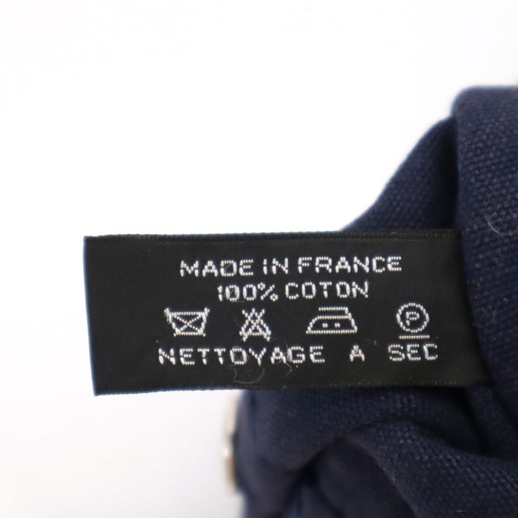 HERMES Made in France Fool Toe PM canvas Tote Bag Navy Discontinued Women Used