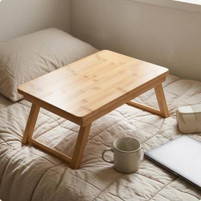 Wooden Folding Table Wood Finish Laptop Desk Foldable Portable Bed