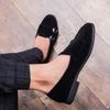 Men's Loafers, Suede Leather Pointed Casual Shoes, Four-season Solid Color Men's Leather Shoes, Foot Cover, Driving Lazy Shoes