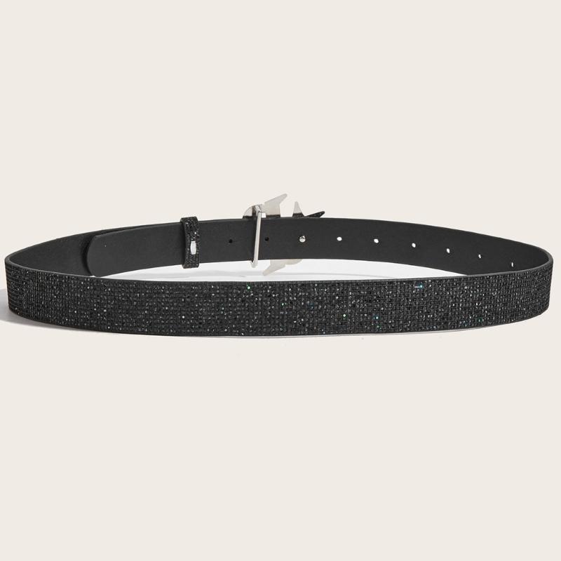 Elegant Rhinestones Studded Women Waist Belt Wide Band For Evening Parties And Casual Outings With Unique Buckles Design