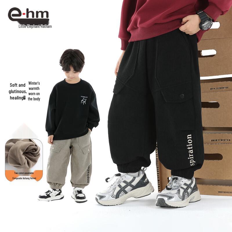 Зимние вельветовые брюки для мальчиков Xiaoxiang Hanmu на флисовой подкладке 140 cm