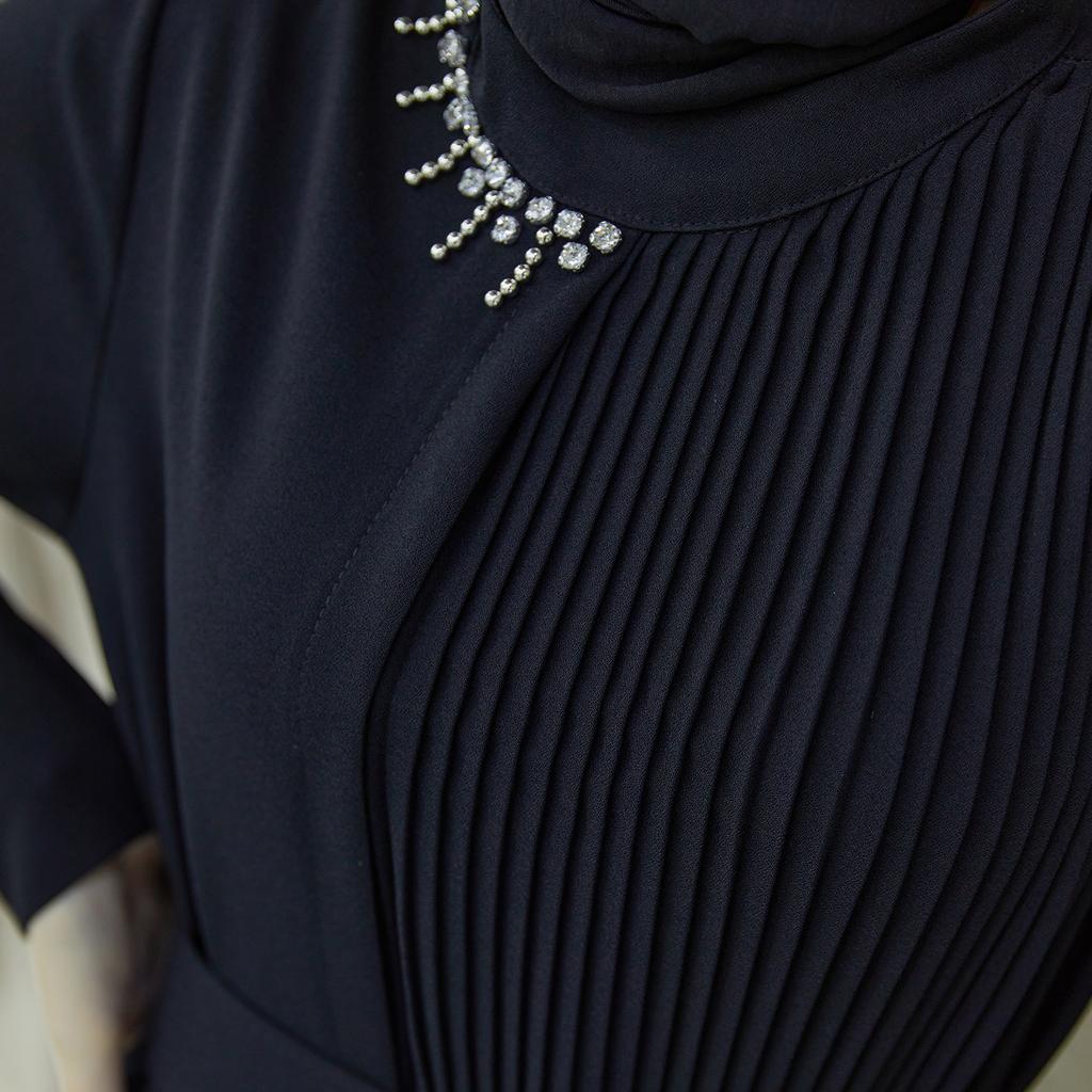 Plisowana sukienka z paskiem damska muzułmańska islamska długa Abaya