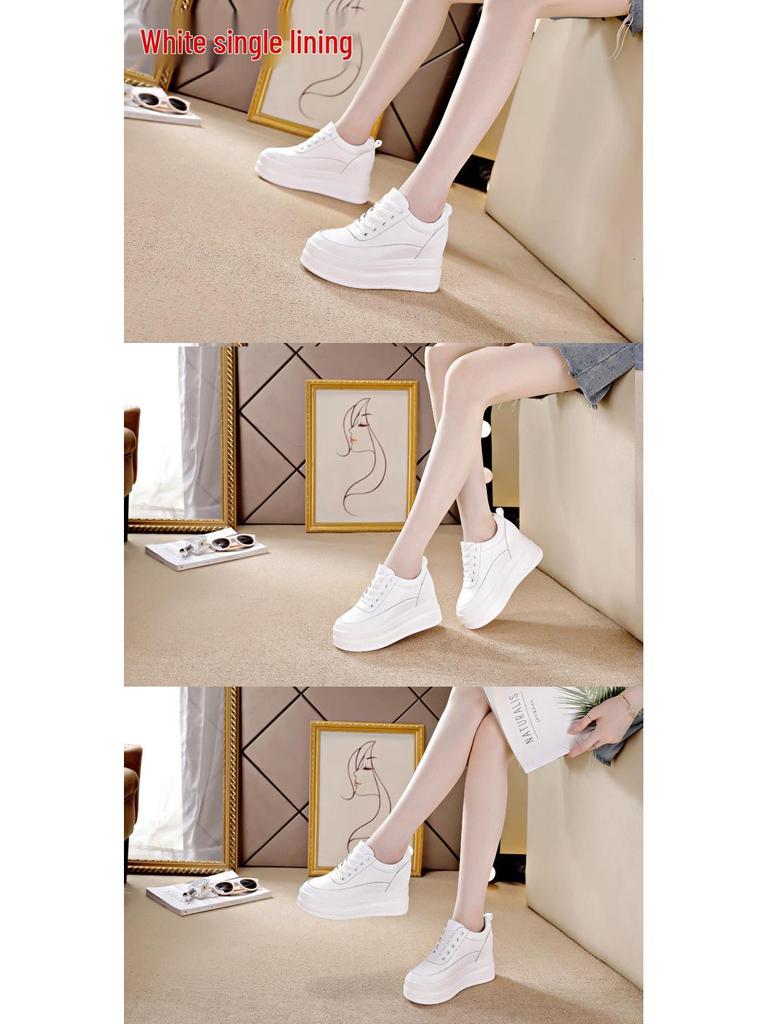 Trendige Plateau-Sneaker für Damen 2025: Atmungsaktives Mesh, Höhensteigerung, Lässiges Weiß.