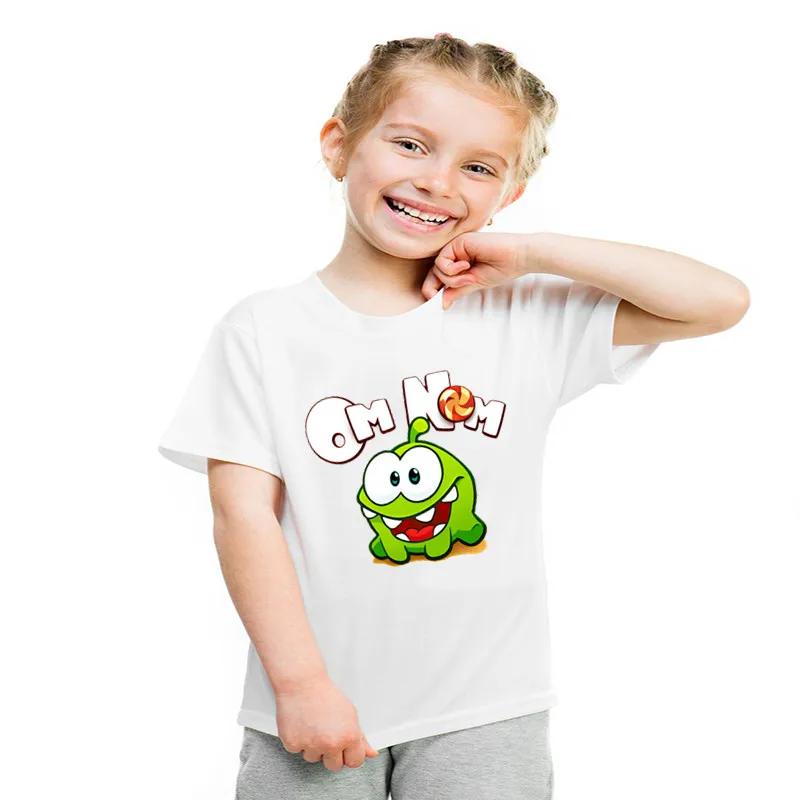 New boys tshirt Hot Game Cut The Rope Om Nom Frog Kids Tshirts Kawaii Cartoon Toddler Baby Boy Girl Tshirt Funny Children Tops