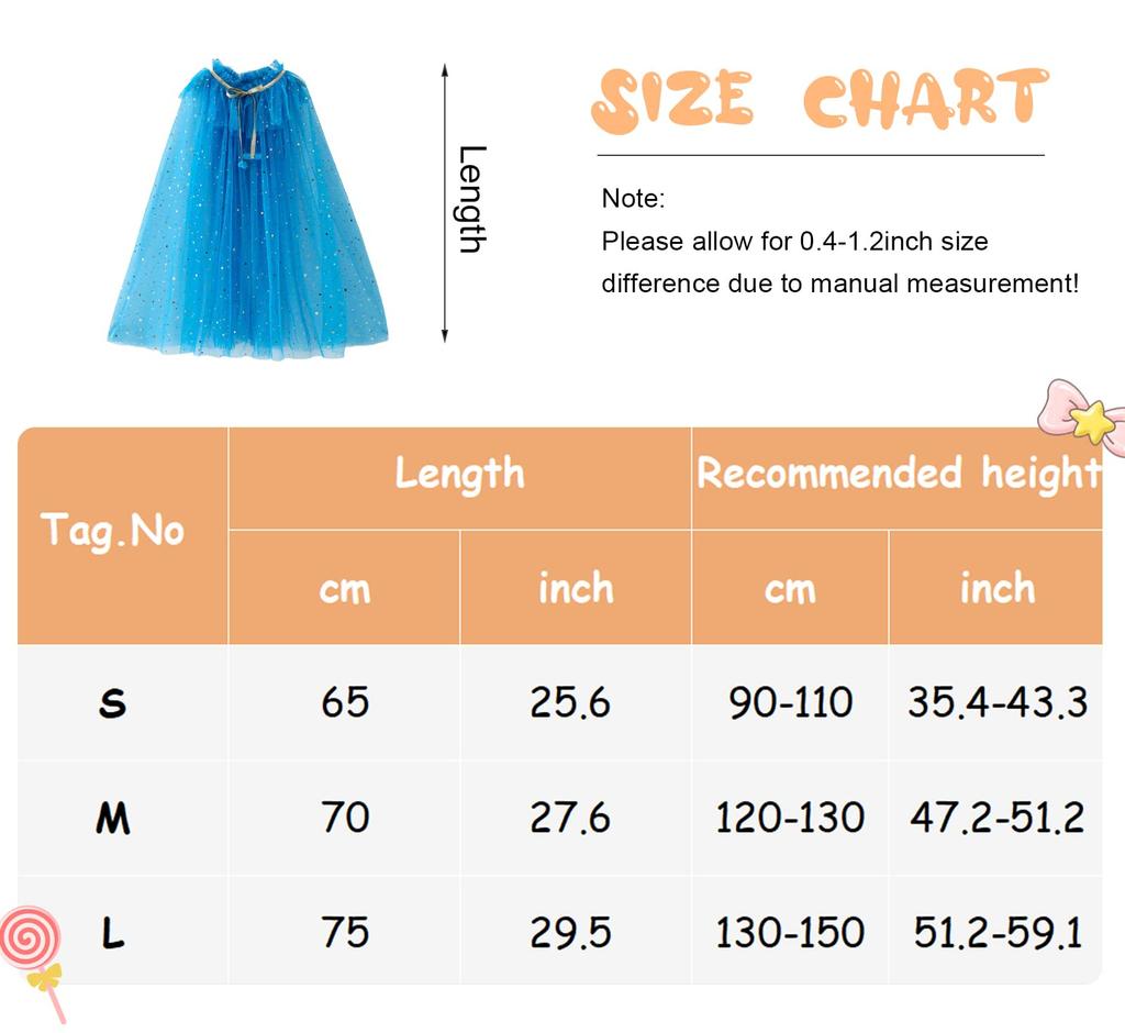 Panegy Frozen Elsa Hooded Cape for Girls, Perfect for Halloween, Cosplay, Princess Events, Parties, Disney, and Christmas. Size M.