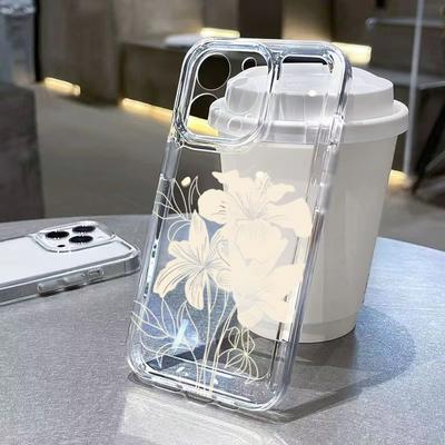White Flower Transparent  Phone Case For iPhone 17 11 15 Pro Max 17 Air 14 12 13 Mini 16 Pro Max 17Pro Clear Silicone Cover