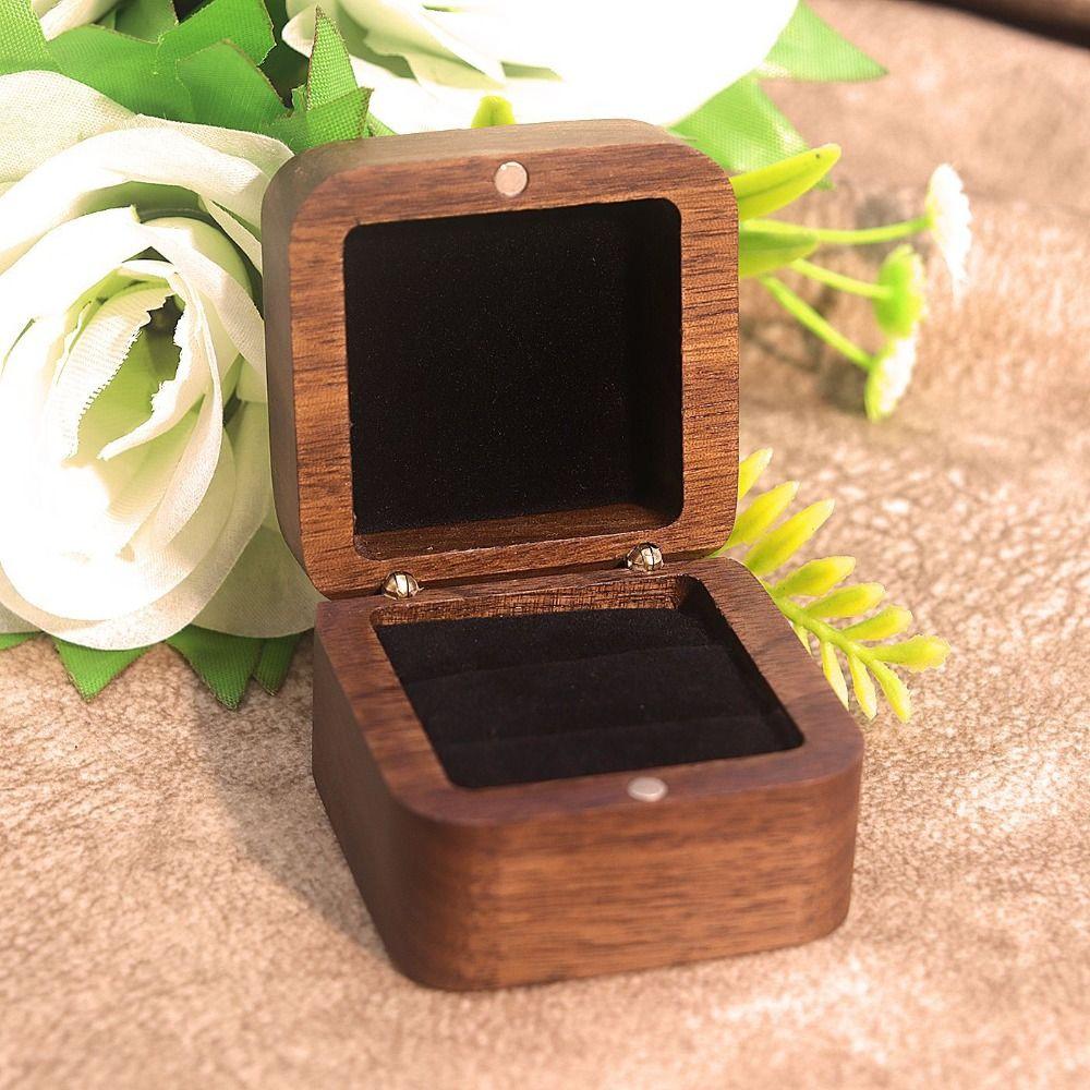 Square Rings Bearer Box 1/2 Slots Jewelry Organizer Simple Rings Display Case Propose