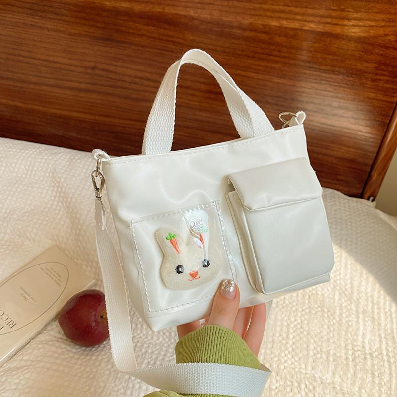 Adorable Mini Shoulder Bag For Kids With Cute Cartoon Rabbit Design In Pink And White