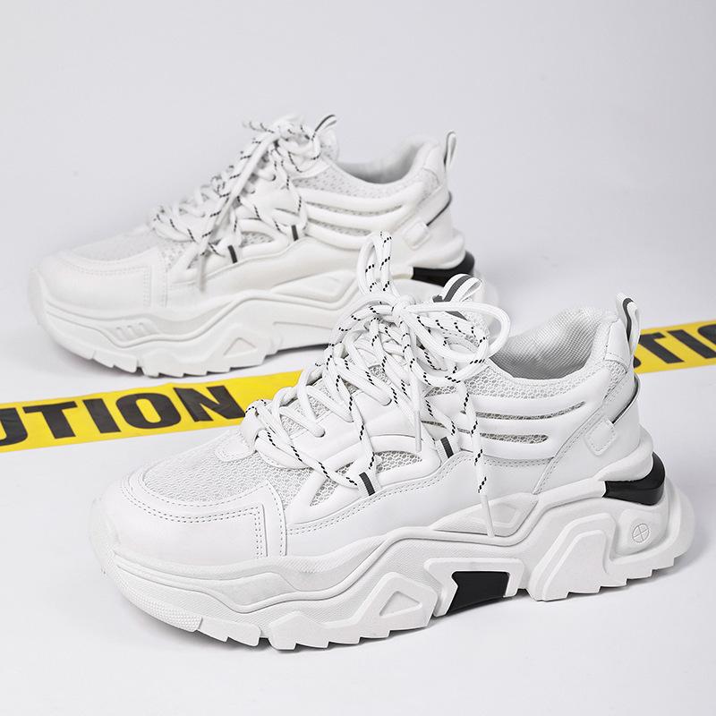 Chaussures noires chaussures rehaussantes hommes plateforme mesh respirant sport chaussures hommes