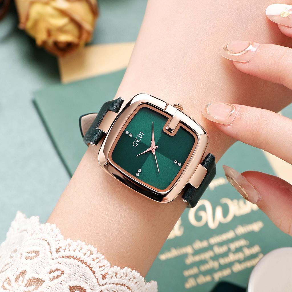 Light Luxury Large Dial Women'S Watch Niche High-End Belt Watch Women'S Quartz Waterproof Watch